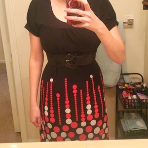 Maurices Black and Hot Pink Polka-Dot Dress Size XL